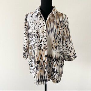 Alia Animal Print Button Down  Blouse